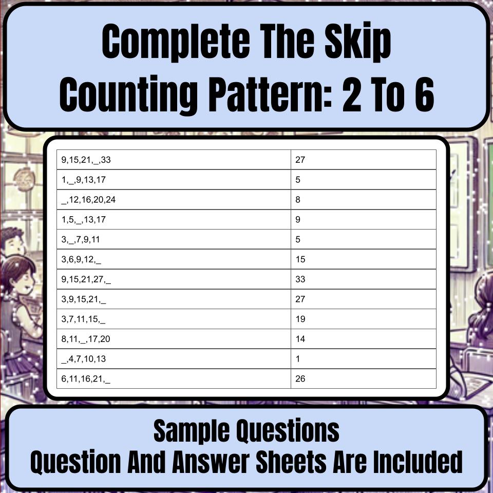 Complete The Skip Counting Pattern: 2 To 6 Mystery Picture Worksheet P0044