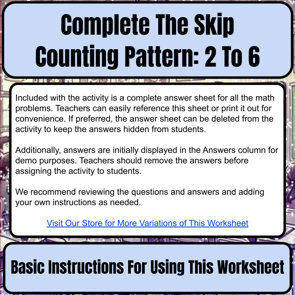 Complete The Skip Counting Pattern: 2 To 6 Mystery Picture Worksheet P0044