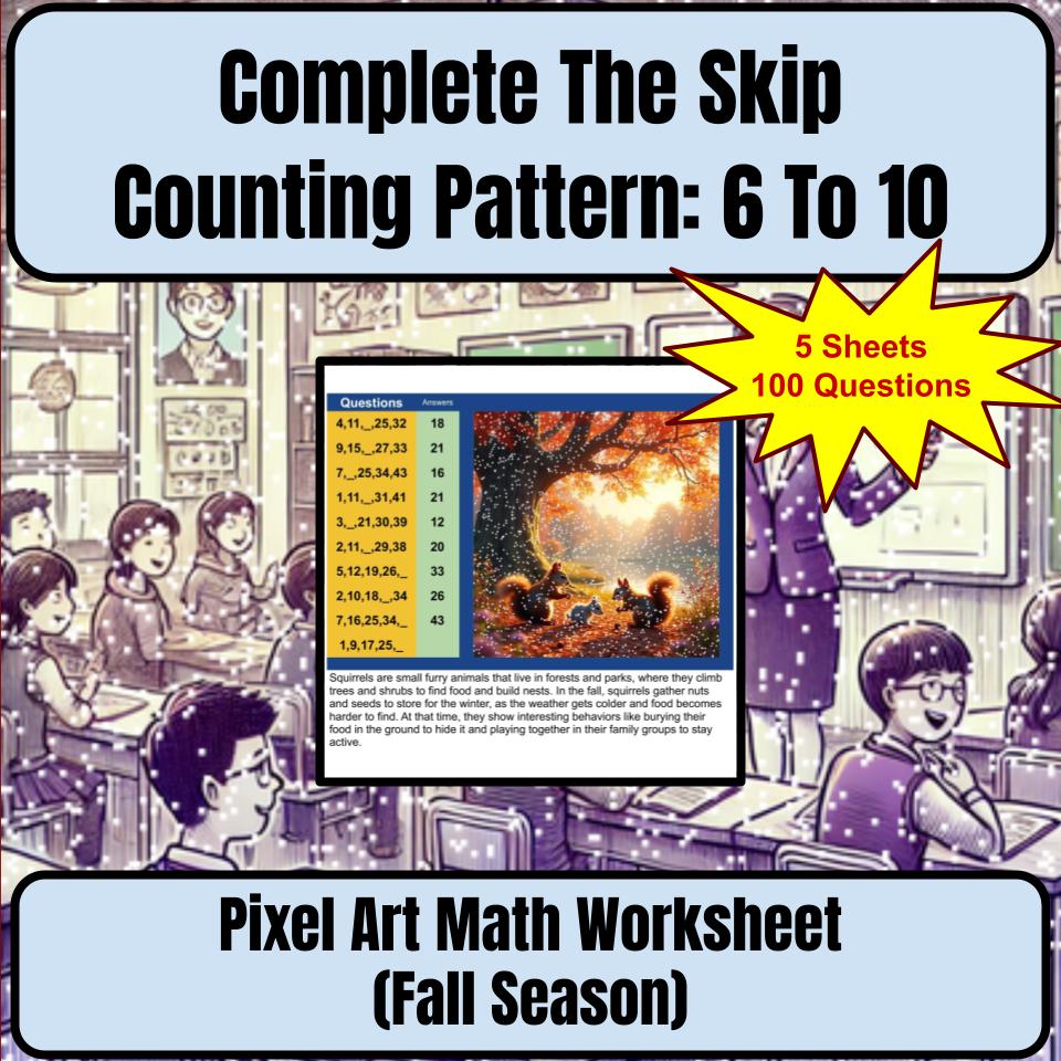 Complete The Skip Counting Pattern: 6 To 10 Mystery Picture Worksheet P0045