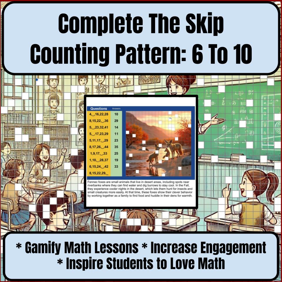Complete The Skip Counting Pattern: 6 To 10 Mystery Picture Worksheet P0045