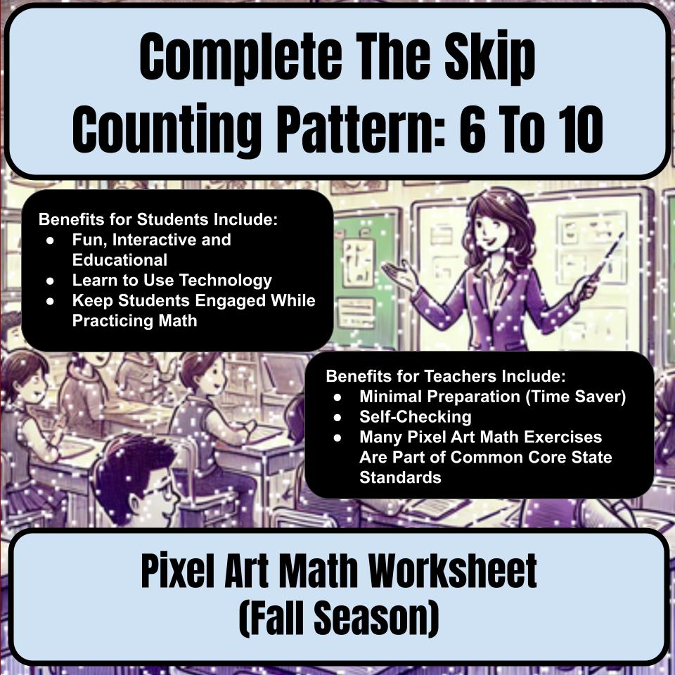 Complete The Skip Counting Pattern: 6 To 10 Mystery Picture Worksheet P0045