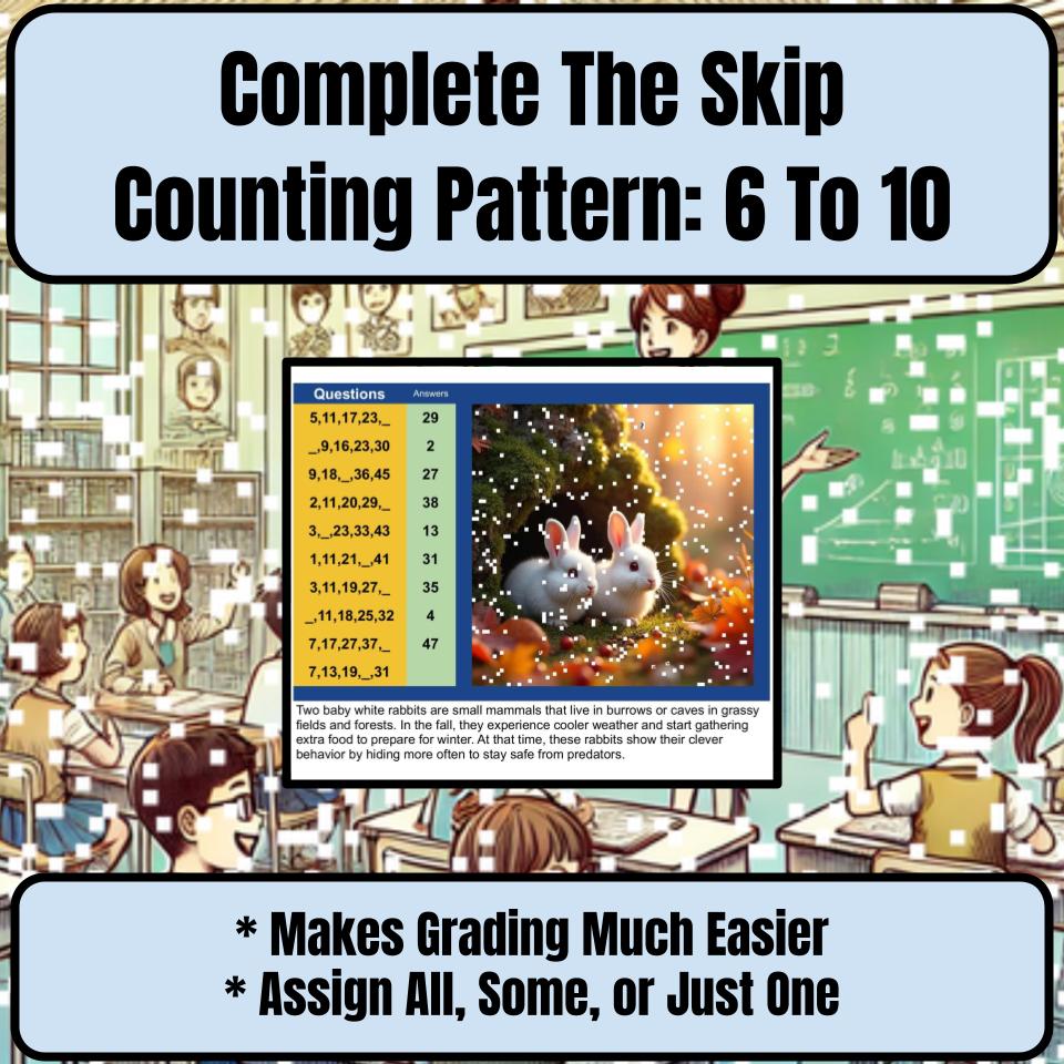 Complete The Skip Counting Pattern: 6 To 10 Mystery Picture Worksheet P0045