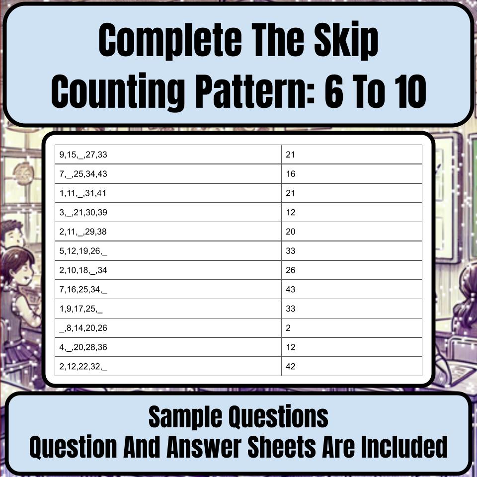 Complete The Skip Counting Pattern: 6 To 10 Mystery Picture Worksheet P0045