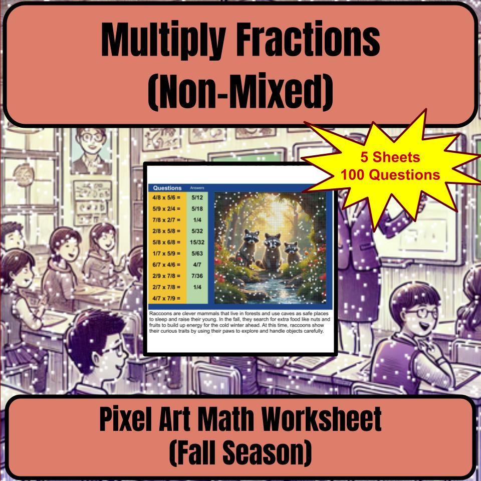 Multiply Fractions (Non-Mixed) Mystery Picture Worksheet P0048