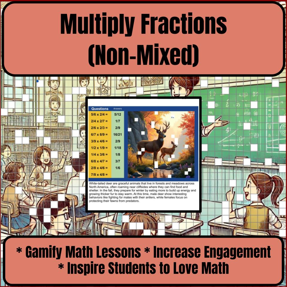 Multiply Fractions (Non-Mixed) Mystery Picture Worksheet P0048