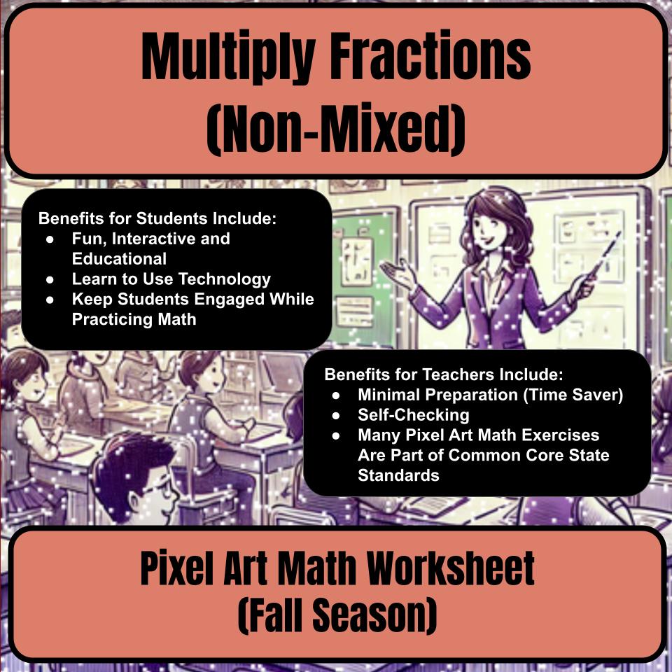 Multiply Fractions (Non-Mixed) Mystery Picture Worksheet P0048