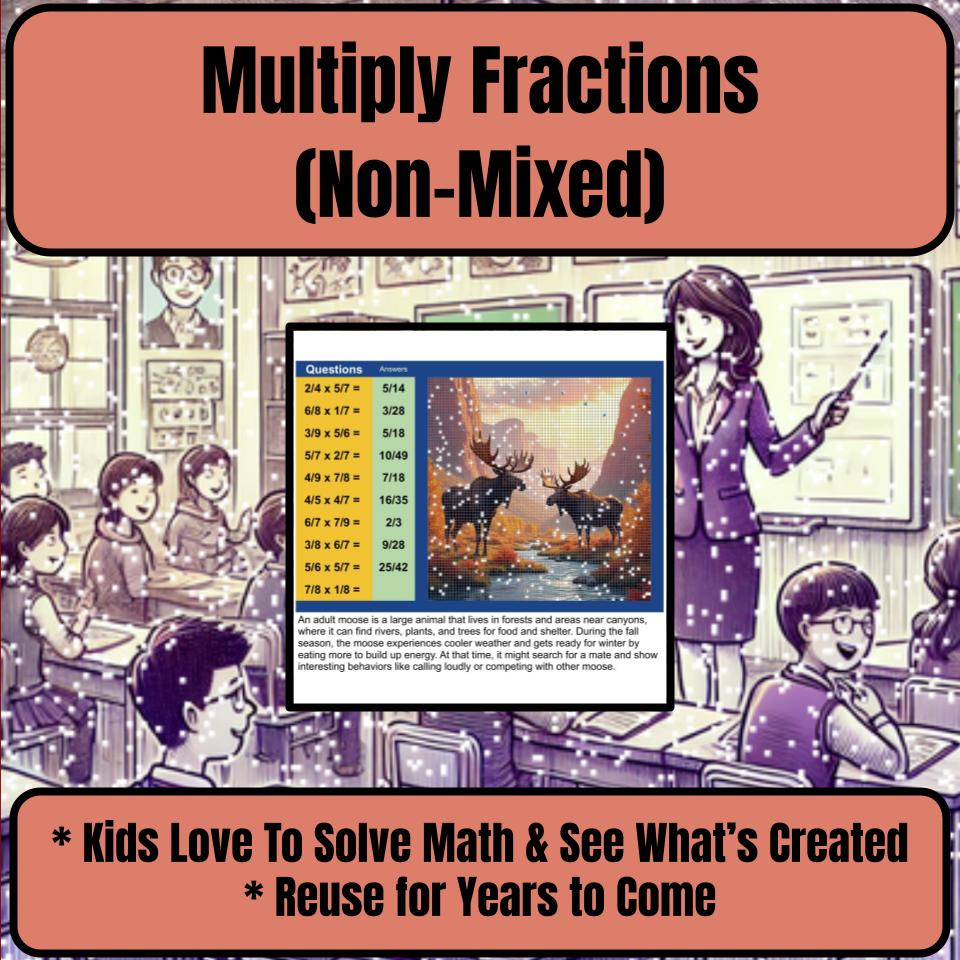 Multiply Fractions (Non-Mixed) Mystery Picture Worksheet P0048