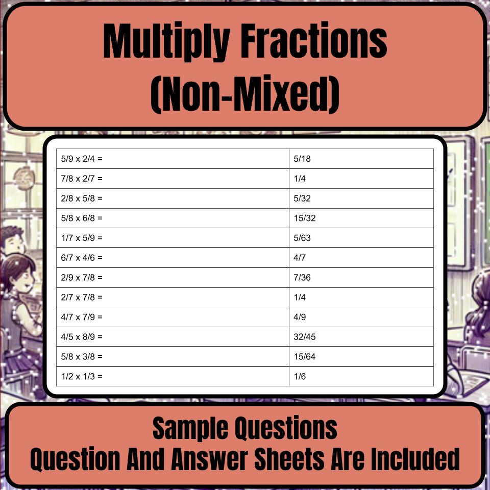 Multiply Fractions (Non-Mixed) Mystery Picture Worksheet P0048