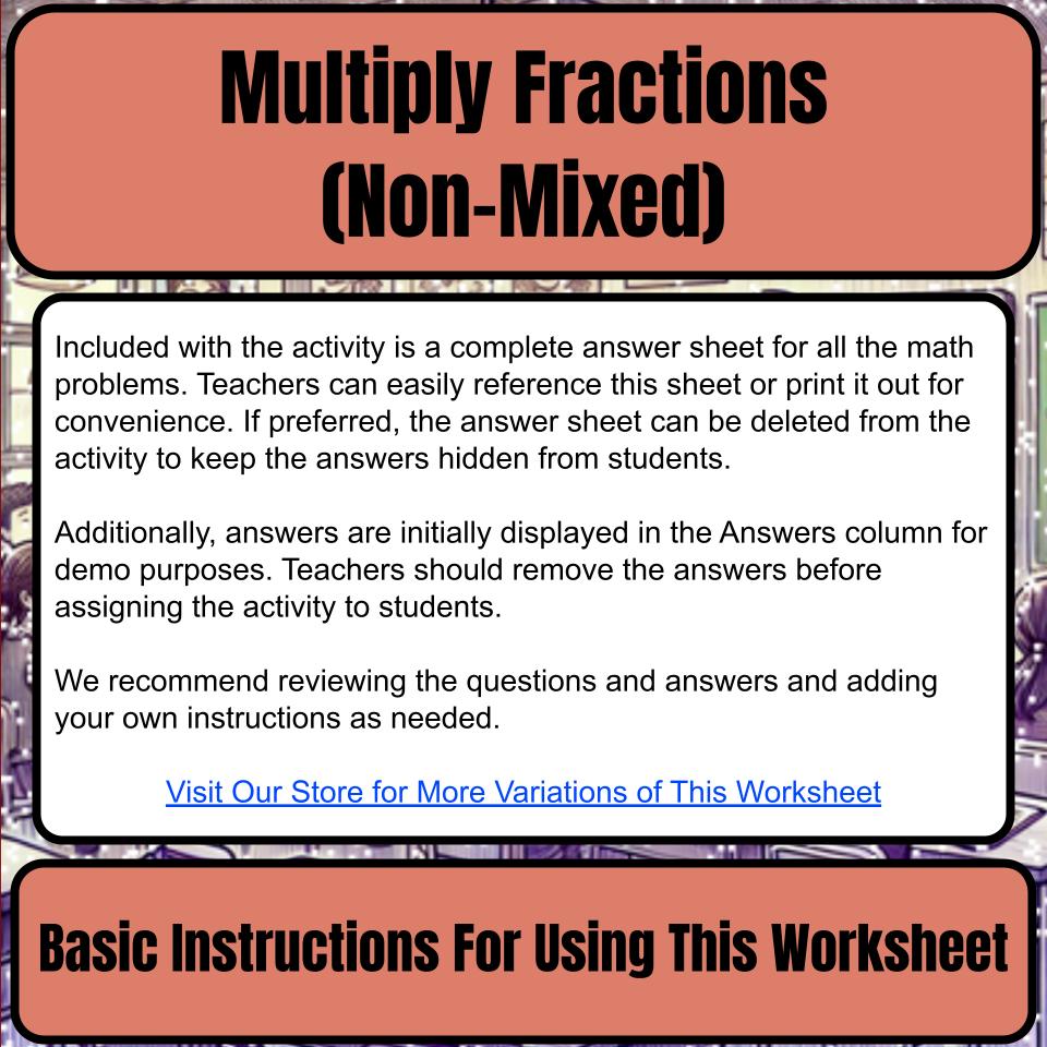 Multiply Fractions (Non-Mixed) Mystery Picture Worksheet P0048