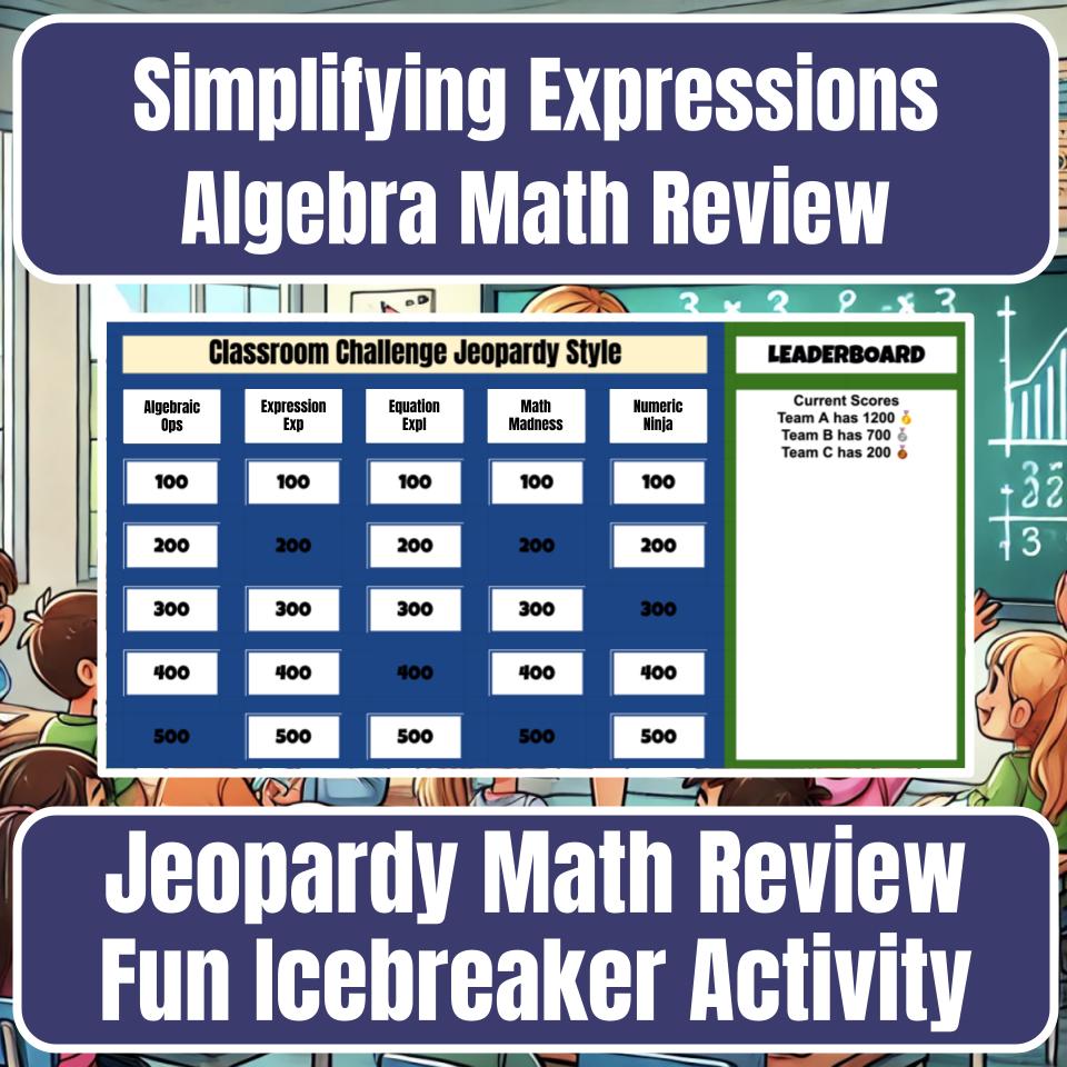 Jeopardy Simplifying Expressions Algebra Math Review I0005