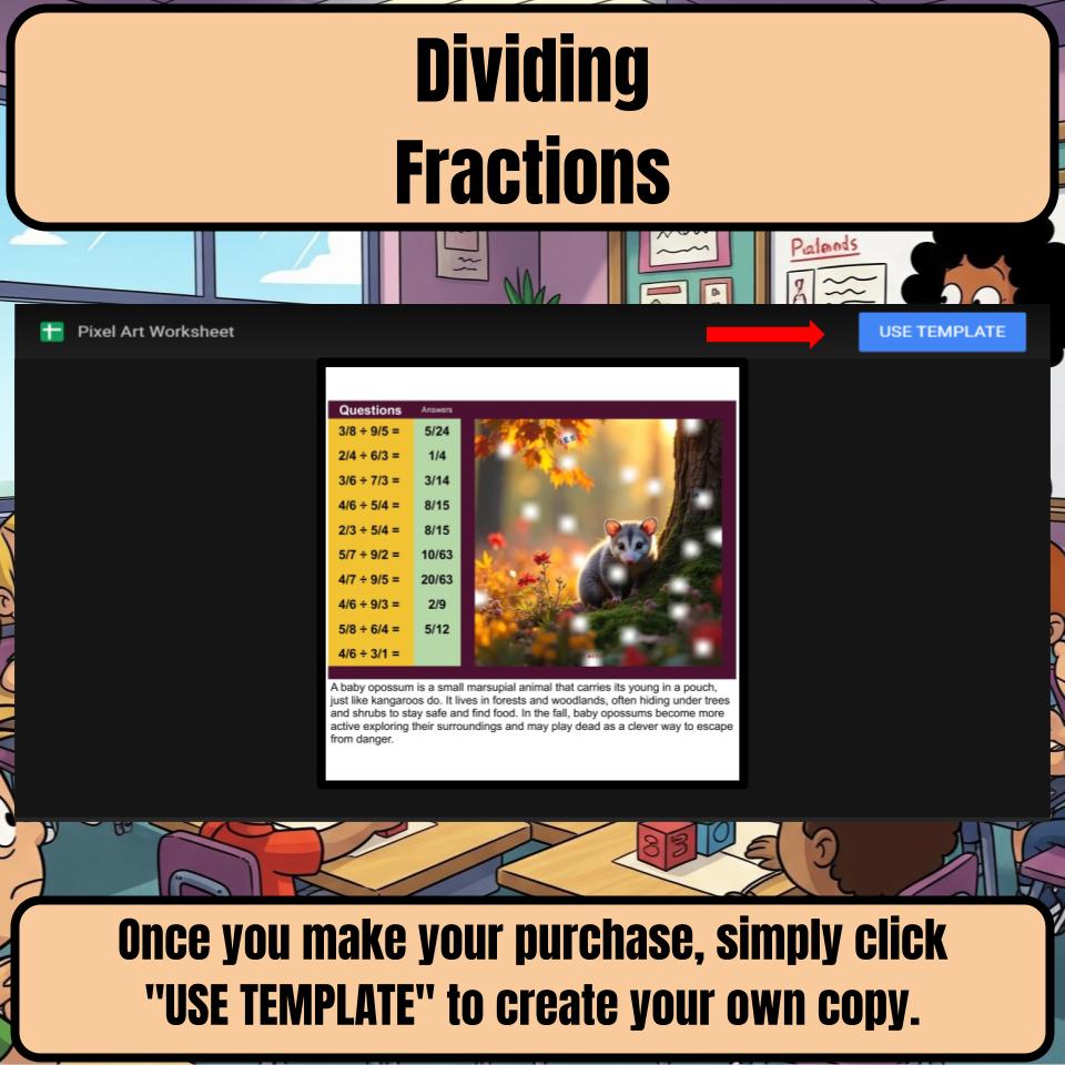 Dividing Fractions Mystery Picture Activity Worksheet P0050