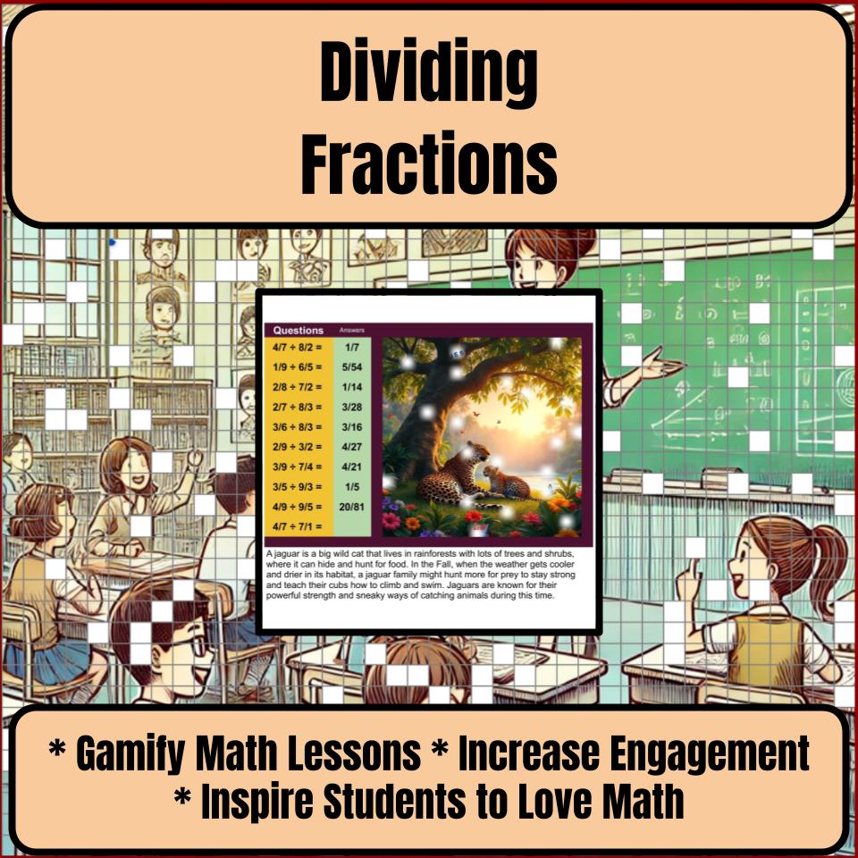Dividing Fractions Mystery Picture Activity Worksheet P0050