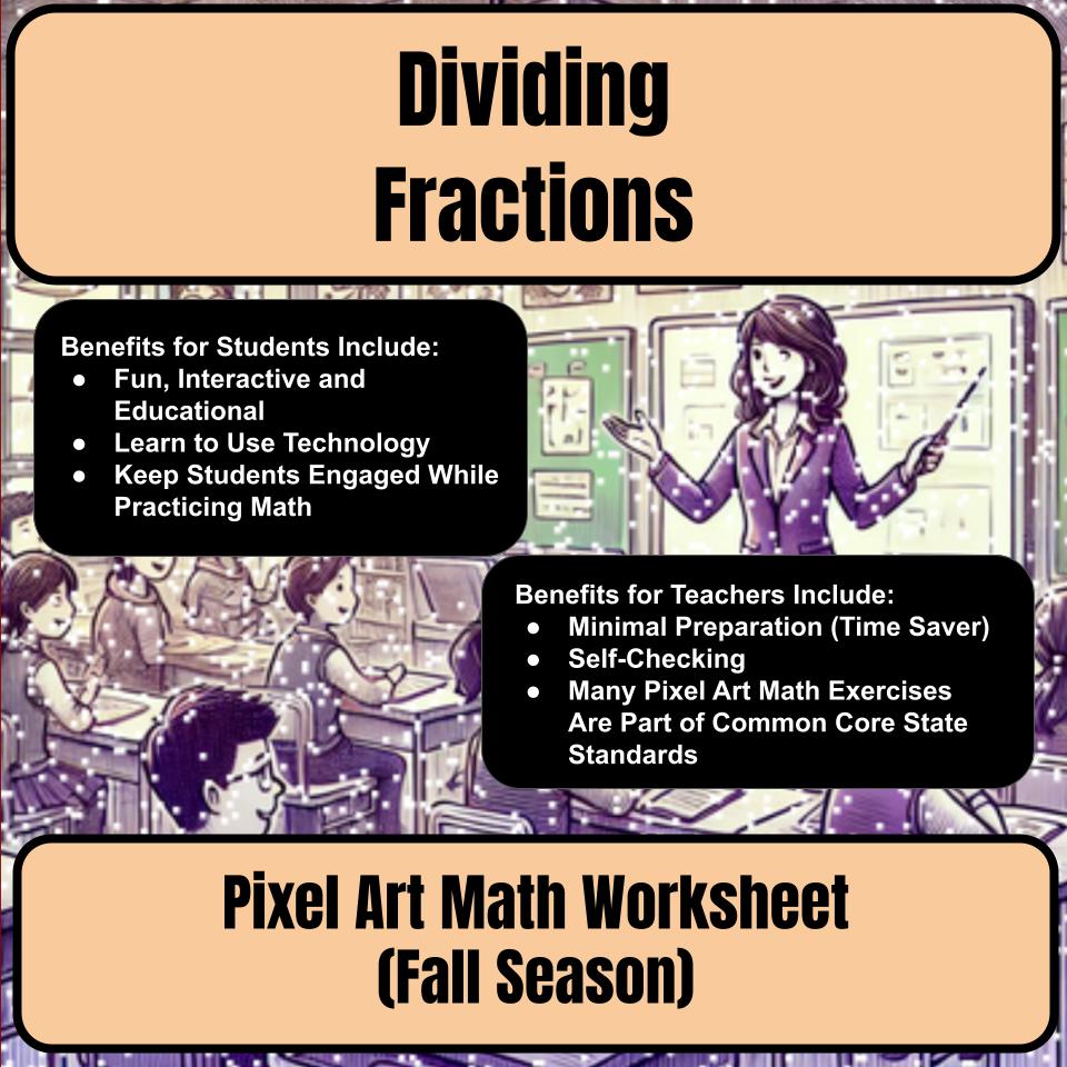 Dividing Fractions Mystery Picture Activity Worksheet P0050