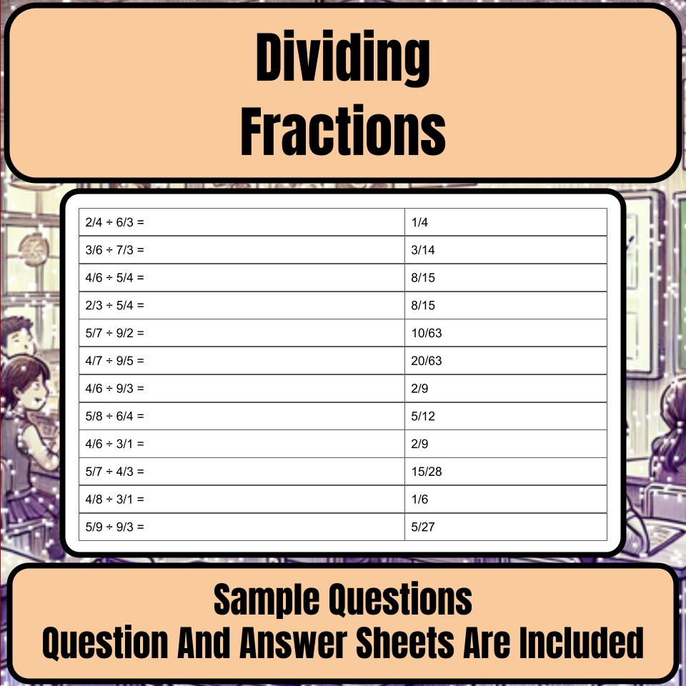 Dividing Fractions Mystery Picture Activity Worksheet P0050