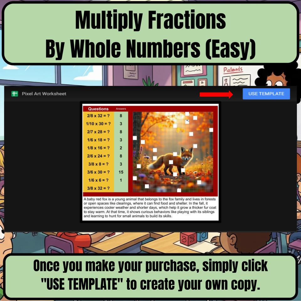 Multiply Fractions By Whole Numbers (Easy) Mystery Picture Worksheet P0052