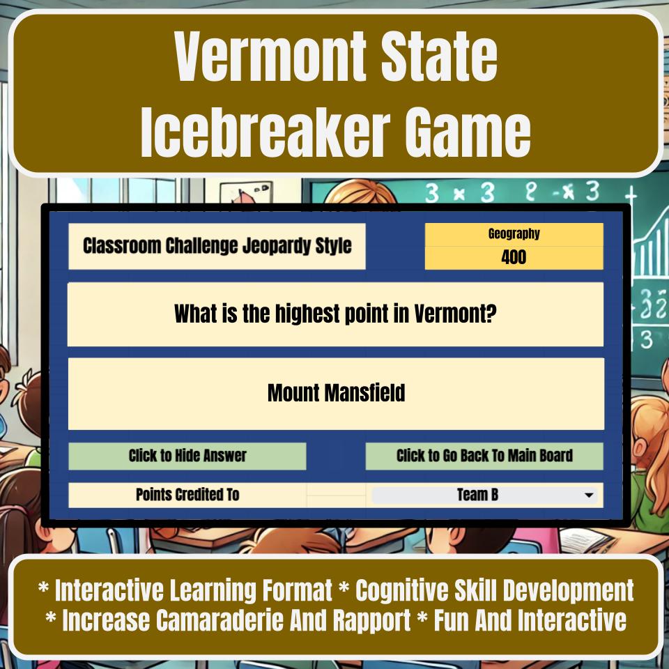 State of Vermont Jeopardy Game I0052