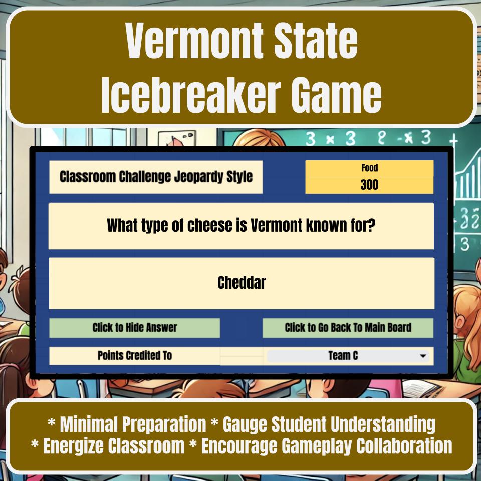 State of Vermont Jeopardy Game I0052