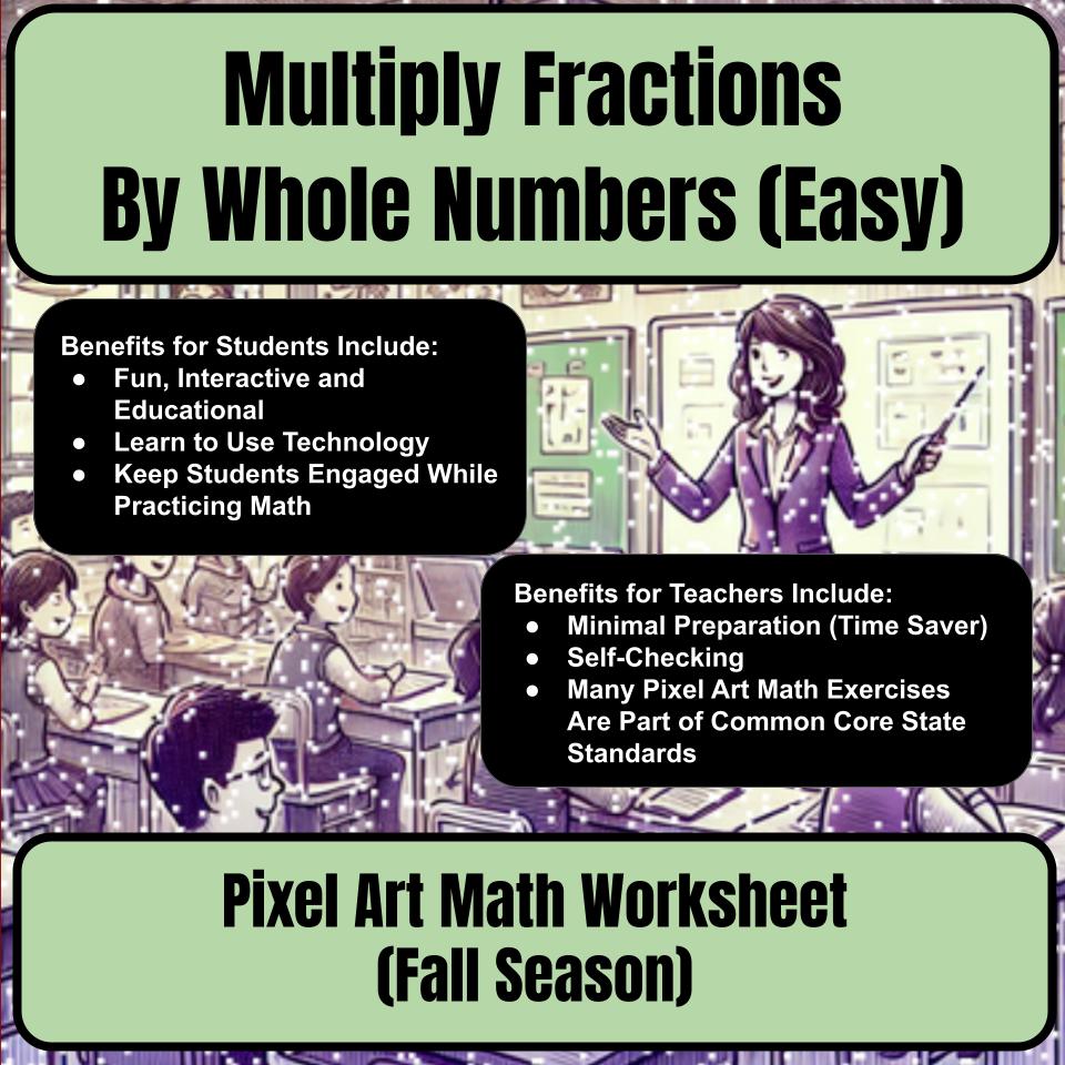 Multiply Fractions By Whole Numbers (Easy) Mystery Picture Worksheet P0052