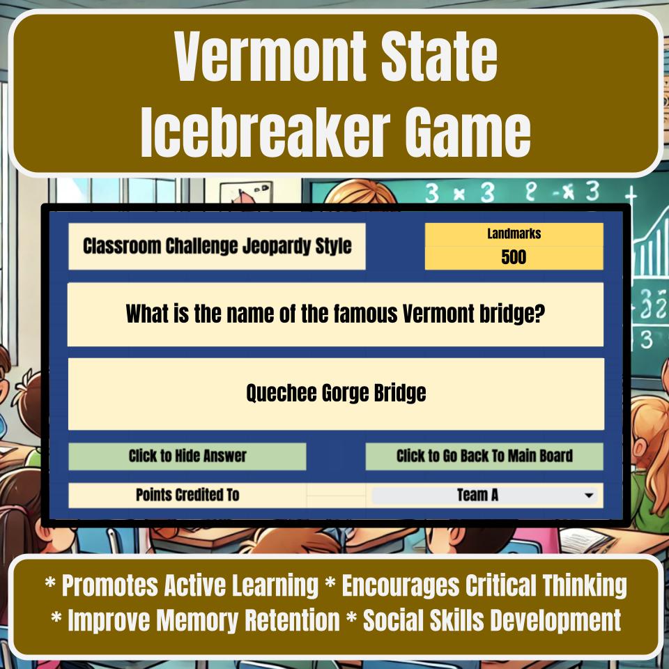 State of Vermont Jeopardy Game I0052