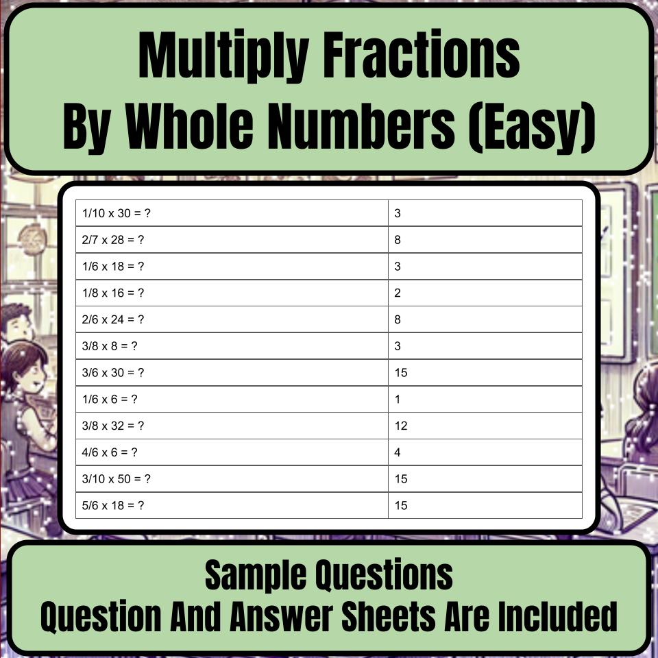 Multiply Fractions By Whole Numbers (Easy) Mystery Picture Worksheet P0052