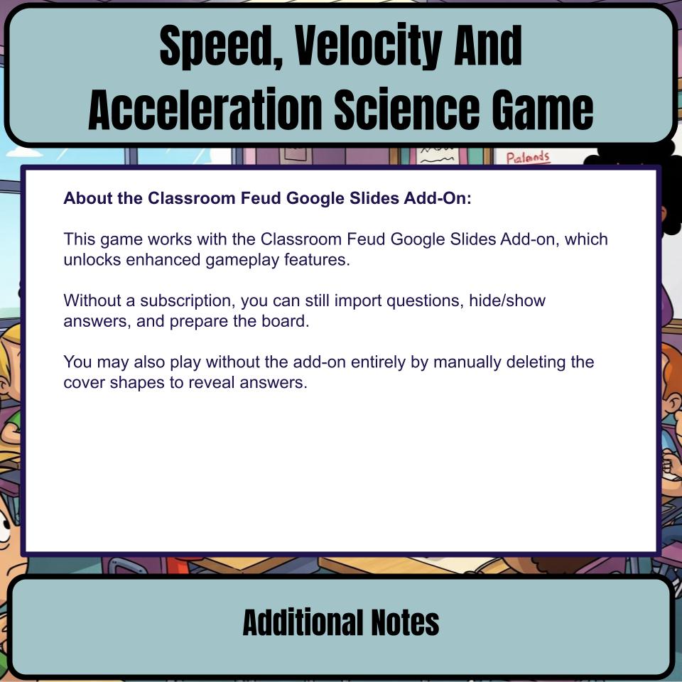 Speed, Velocity And Acceleration Science Review Family Feud Style Game CF0055