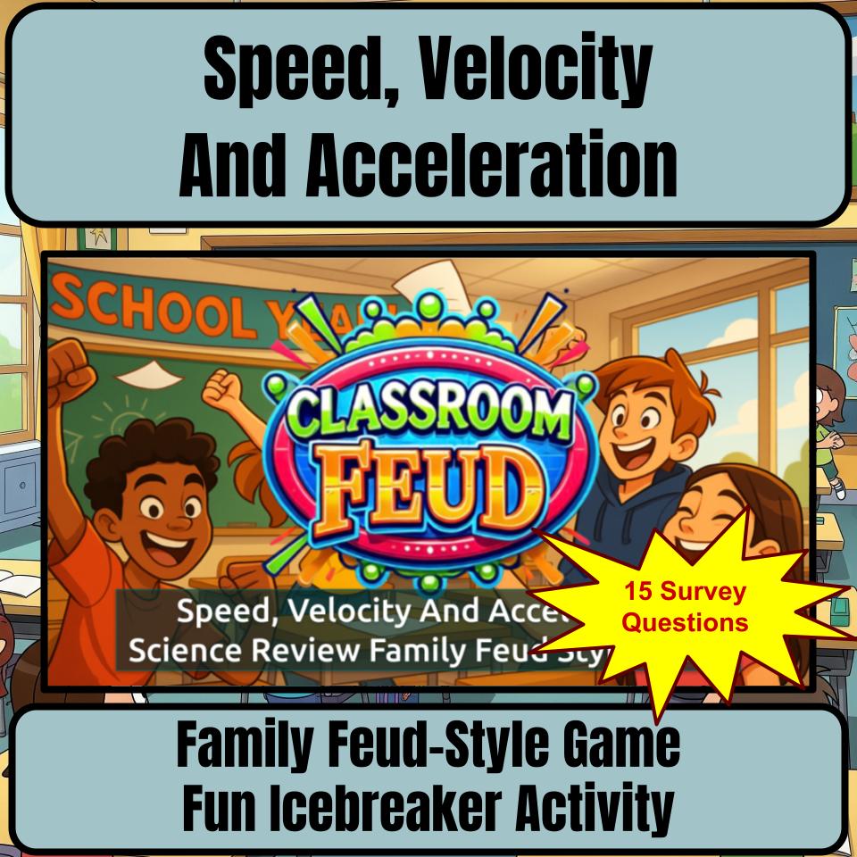 Speed, Velocity And Acceleration Science Review Family Feud Style Game CF0055