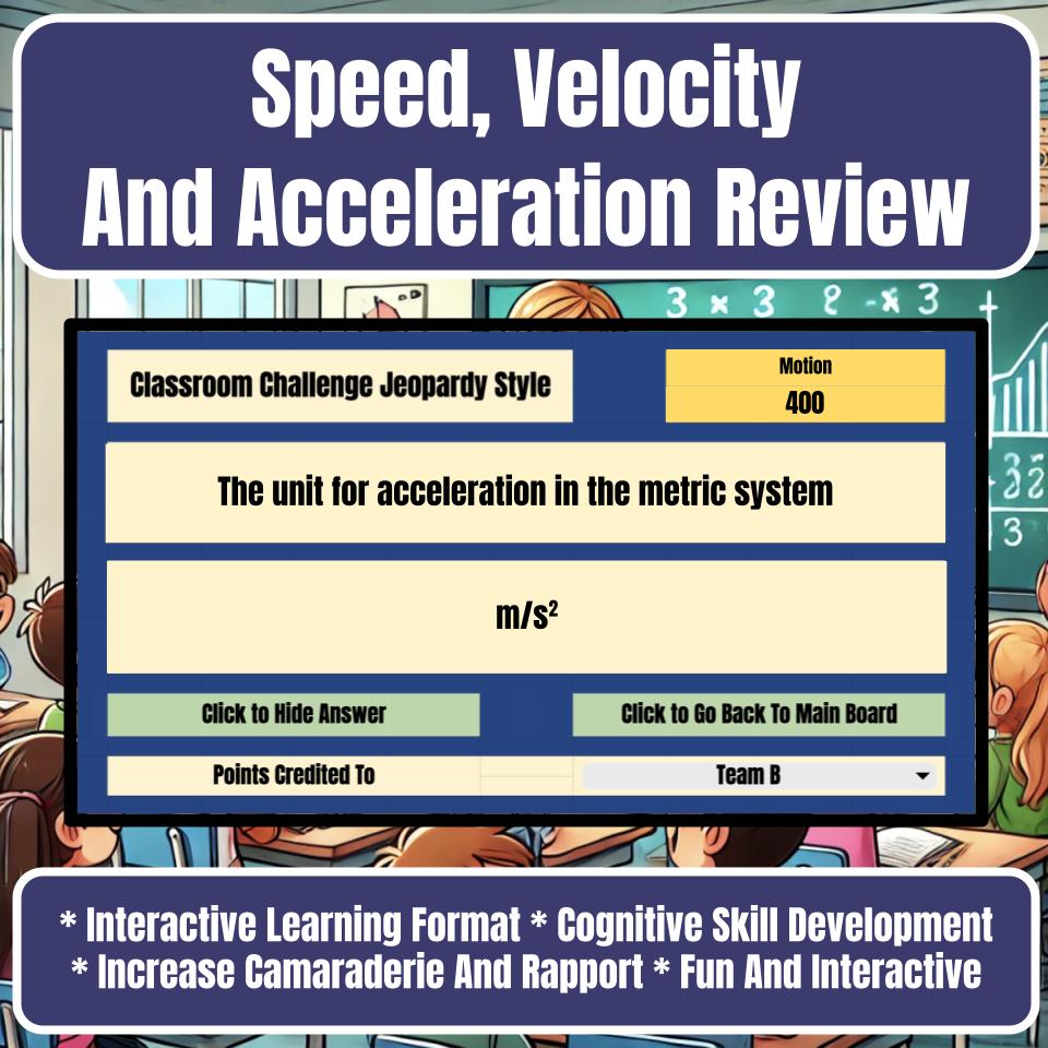 Speed, Velocity And Acceleration Jeopardy Science Review I0055