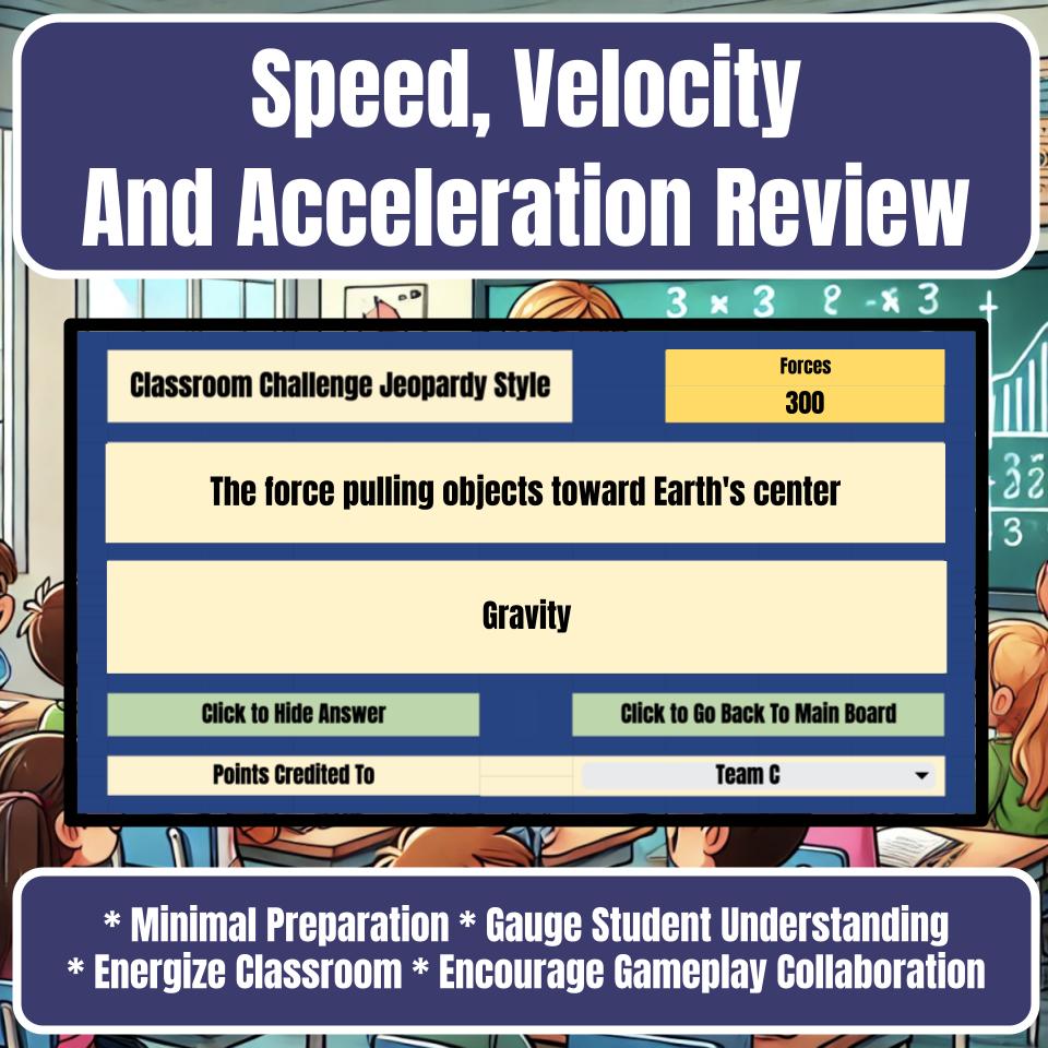 Speed, Velocity And Acceleration Jeopardy Science Review I0055
