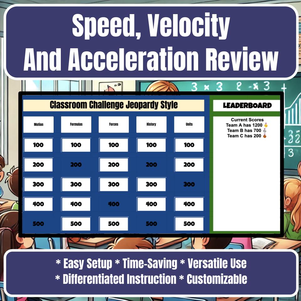 Speed, Velocity And Acceleration Jeopardy Science Review I0055