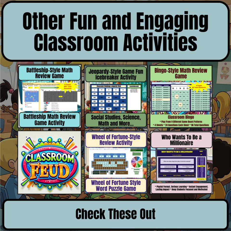 Speed, Velocity And Acceleration Science Review Family Feud Style Game CF0055