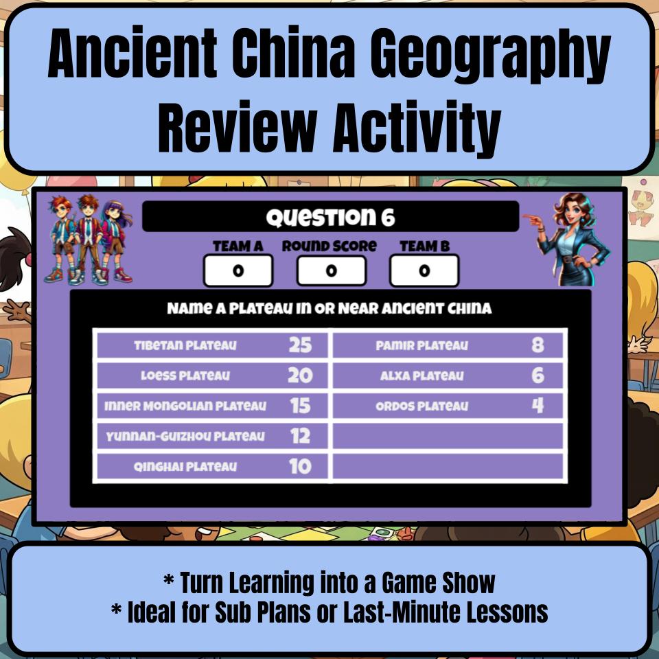 Ancient China Geography Family Feud Game Social Studies Review Activity CF0056