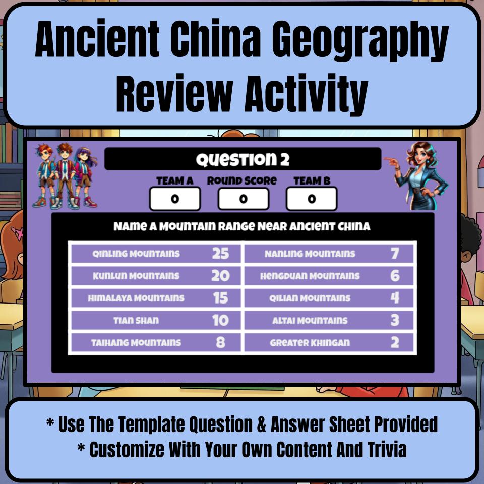 Ancient China Geography Family Feud Game Social Studies Review Activity CF0056