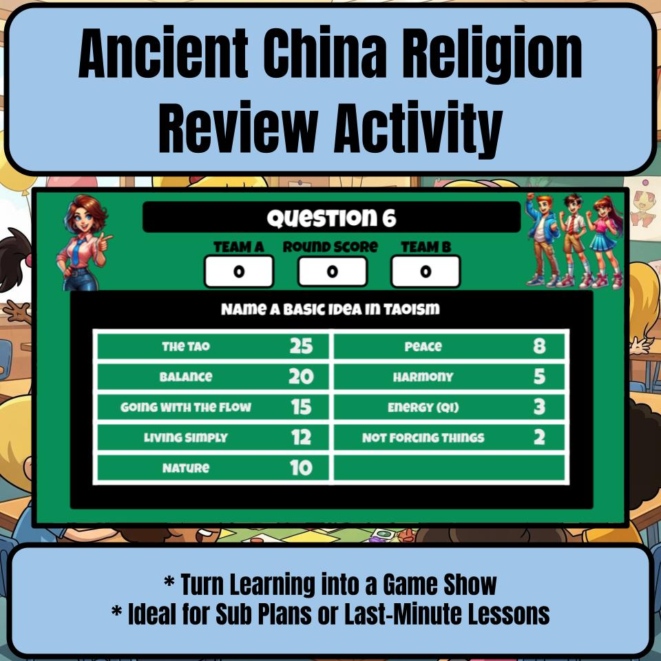 Ancient China Religion Family Feud Game Social Studies Review Activity CF0057