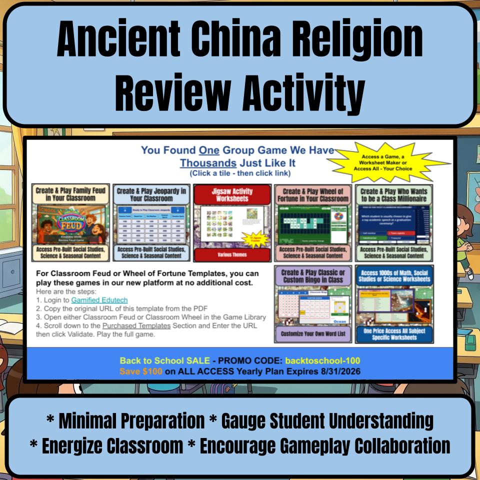 Ancient China Religion Family Feud Game Social Studies Review Activity CF0057