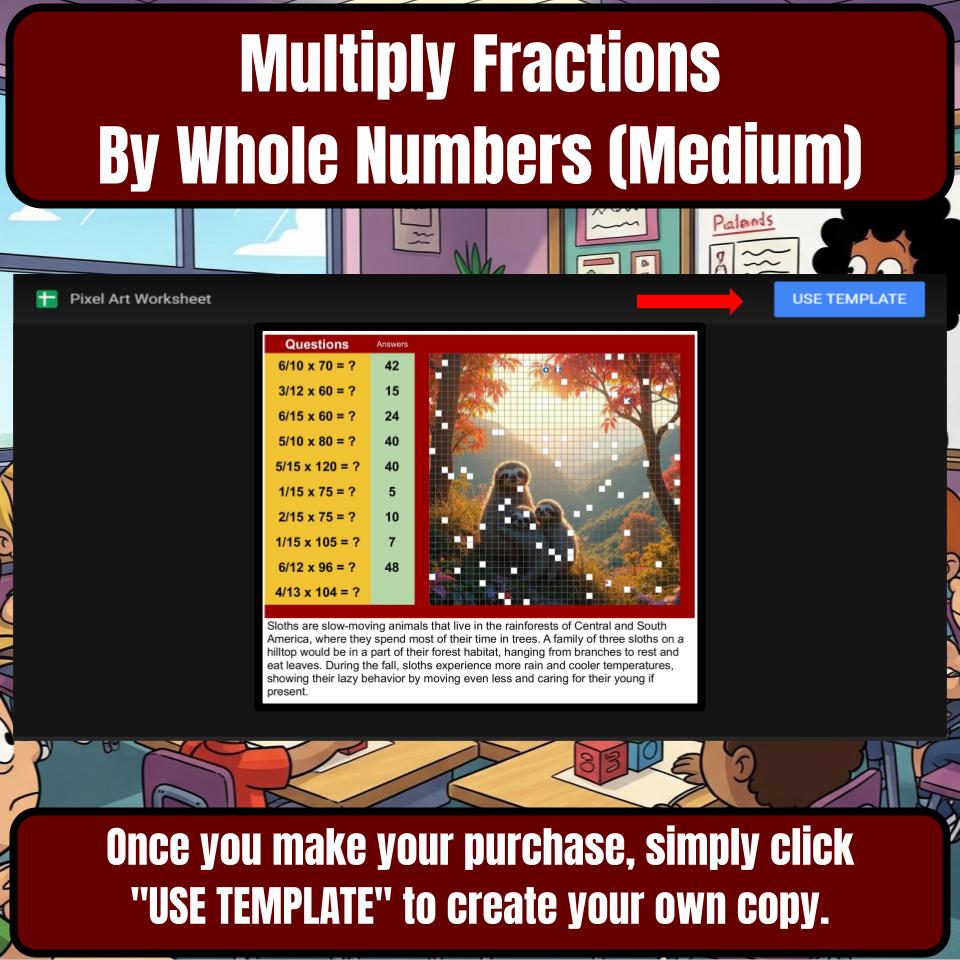 Multiply Fractions By Whole Numbers (Medium) Mystery Picture Worksheet P0058