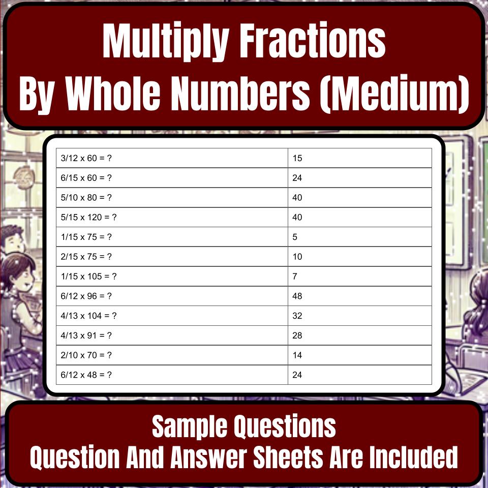Multiply Fractions By Whole Numbers (Medium) Mystery Picture Worksheet P0058