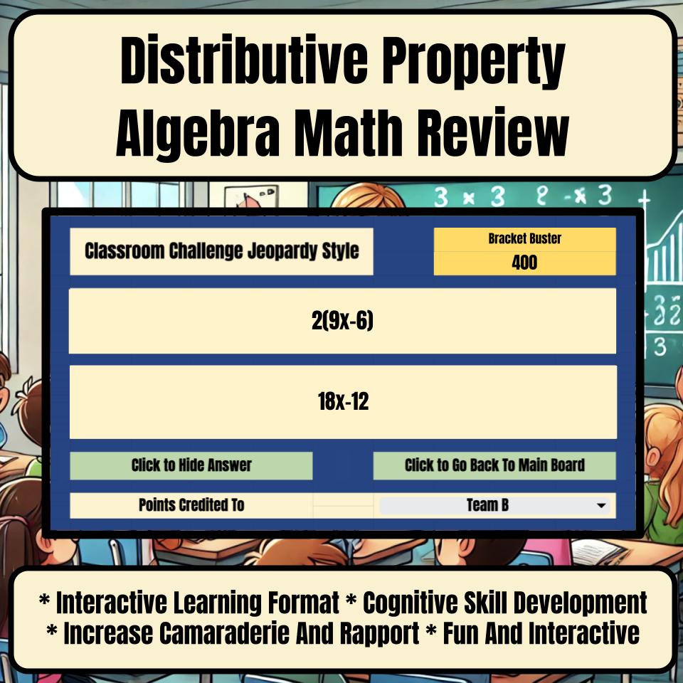 Jeopardy Distributive Property Algebra Math Review Activity I0006