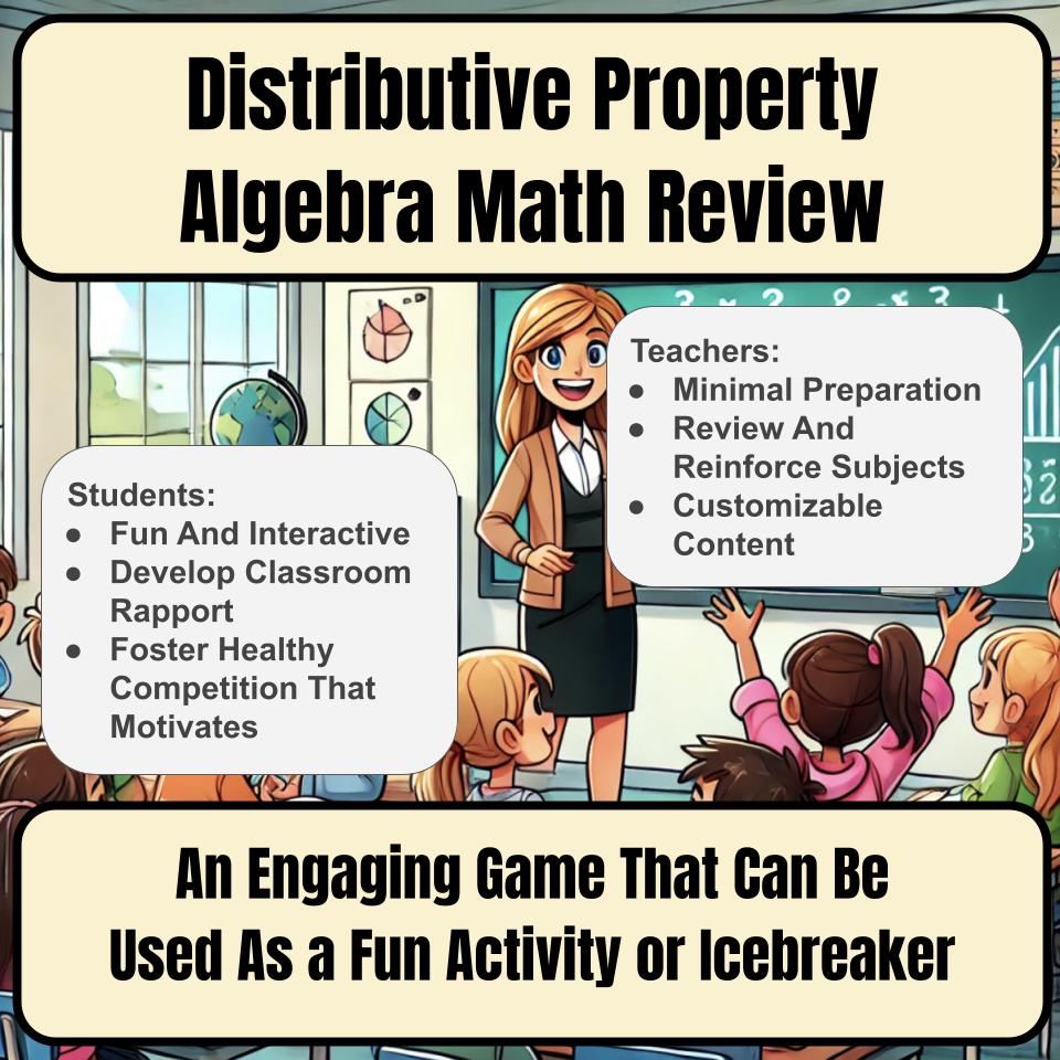 Jeopardy Distributive Property Algebra Math Review Activity I0006