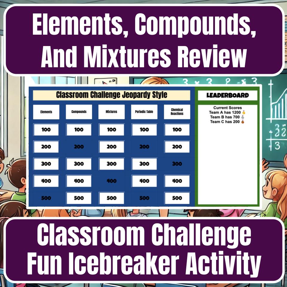 Elements, Compounds, And Mixtures Jeopardy Science Review I0060