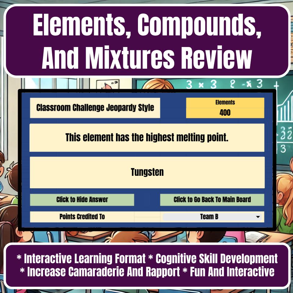 Elements, Compounds, And Mixtures Jeopardy Science Review I0060