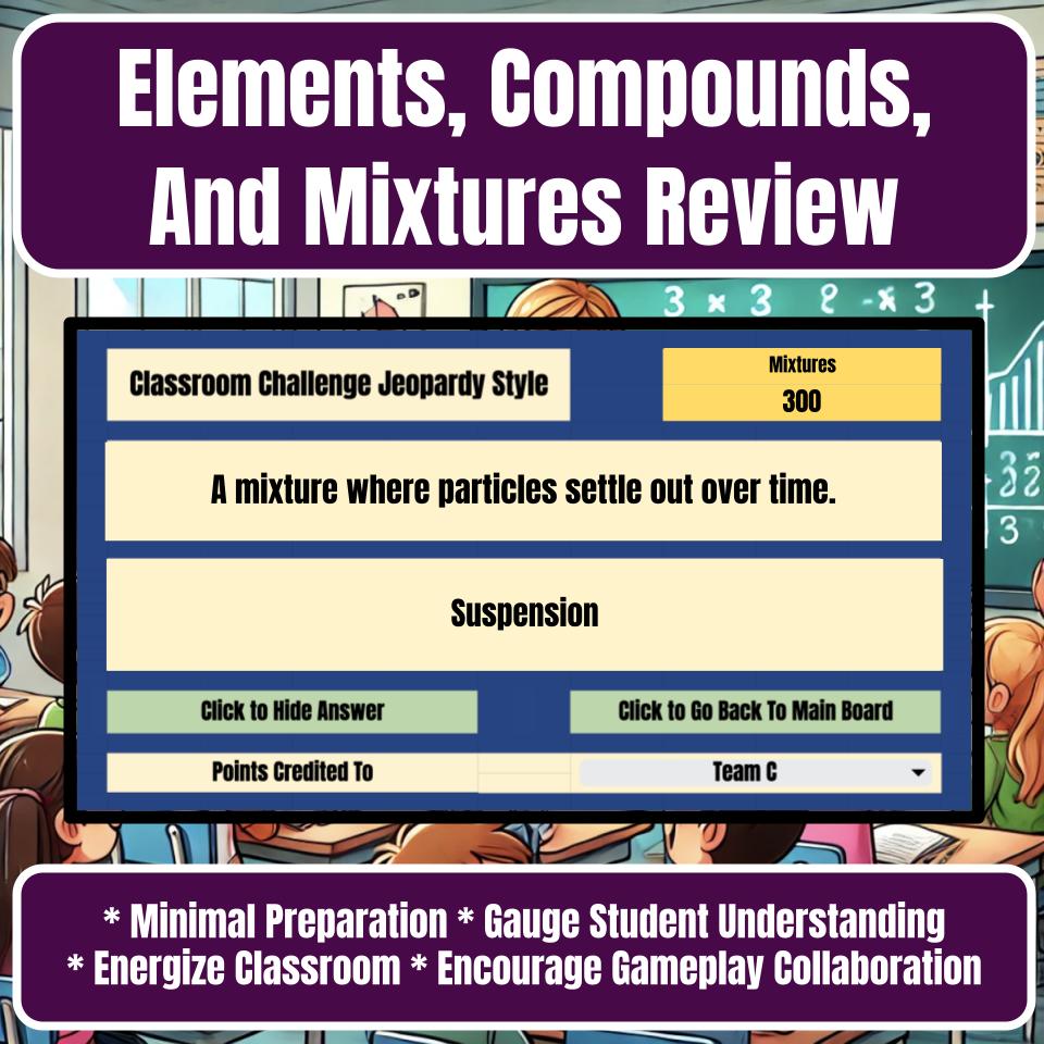 Elements, Compounds, And Mixtures Jeopardy Science Review I0060