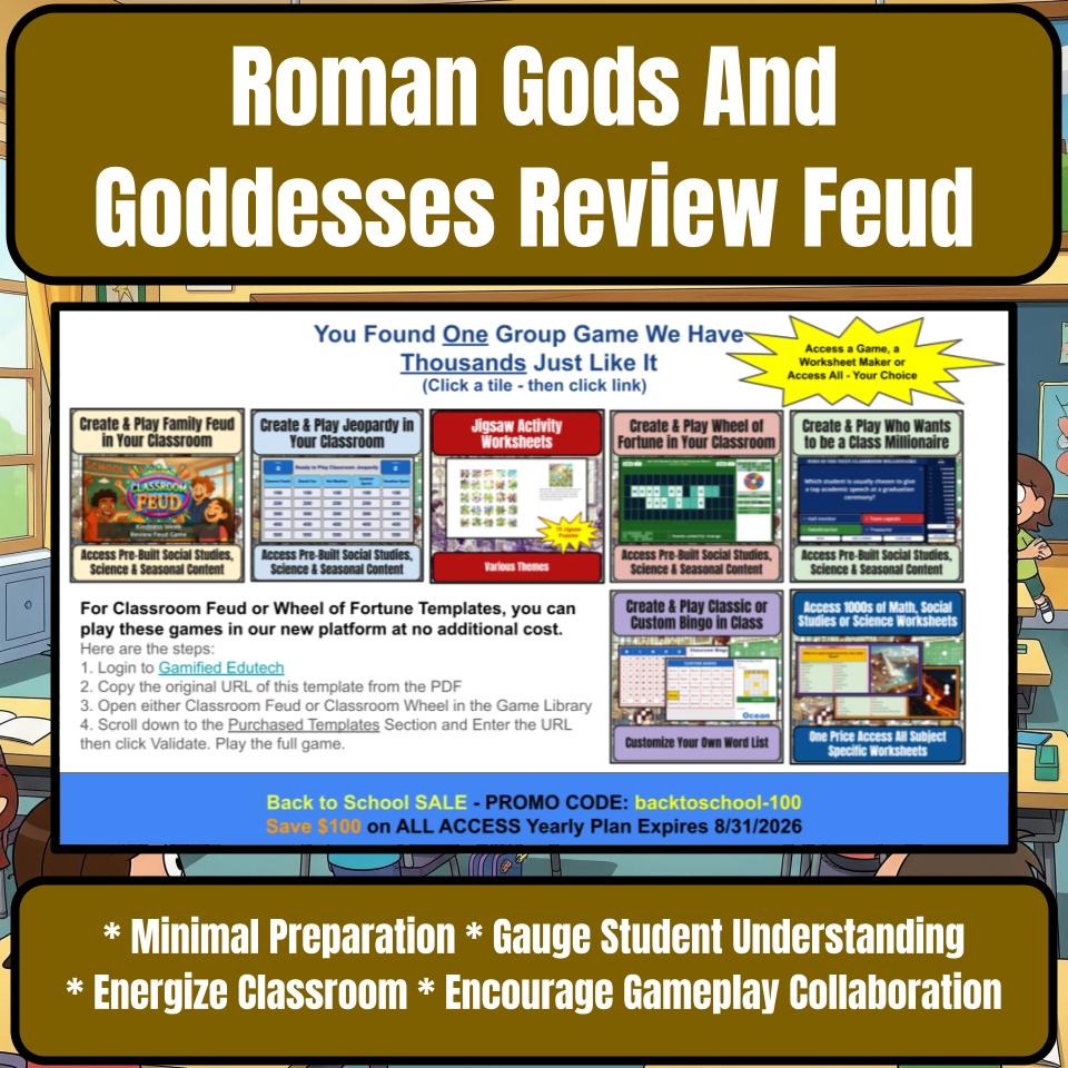 Roman Gods And Goddesses Family Feud Game Social Studies Review Activity CF0062