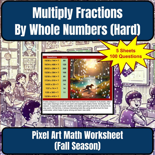 Multiply Fractions By Whole Numbers (Hard) Mystery Picture P0064