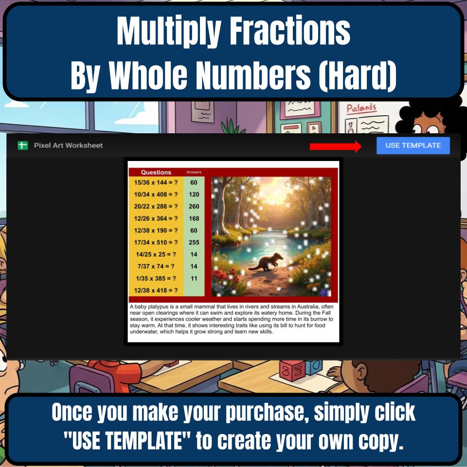 Multiply Fractions By Whole Numbers (Hard) Mystery Picture P0064