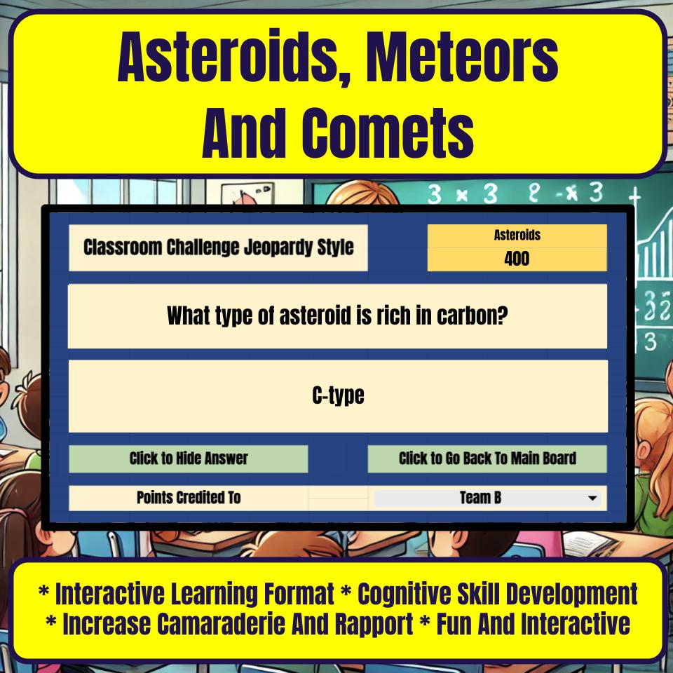 Asteroids, Meteors And Comets Jeopardy Science Review I0064