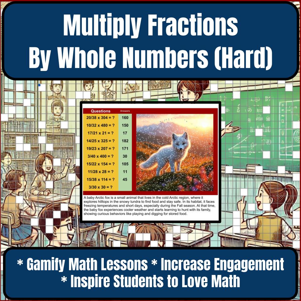 Multiply Fractions By Whole Numbers (Hard) Mystery Picture P0064