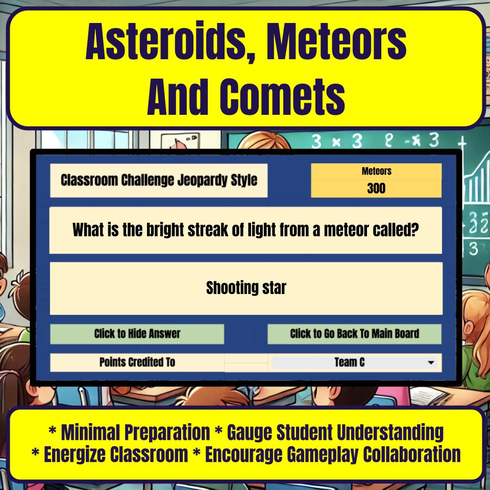 Asteroids, Meteors And Comets Jeopardy Science Review I0064