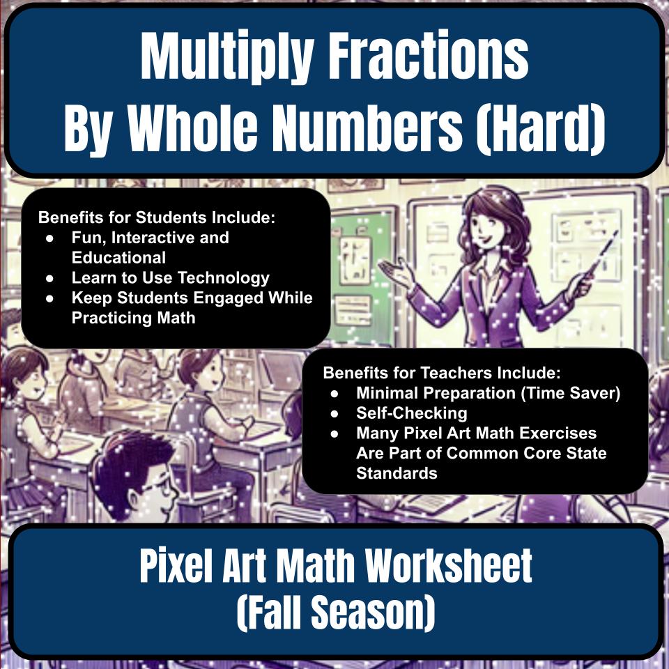 Multiply Fractions By Whole Numbers (Hard) Mystery Picture P0064