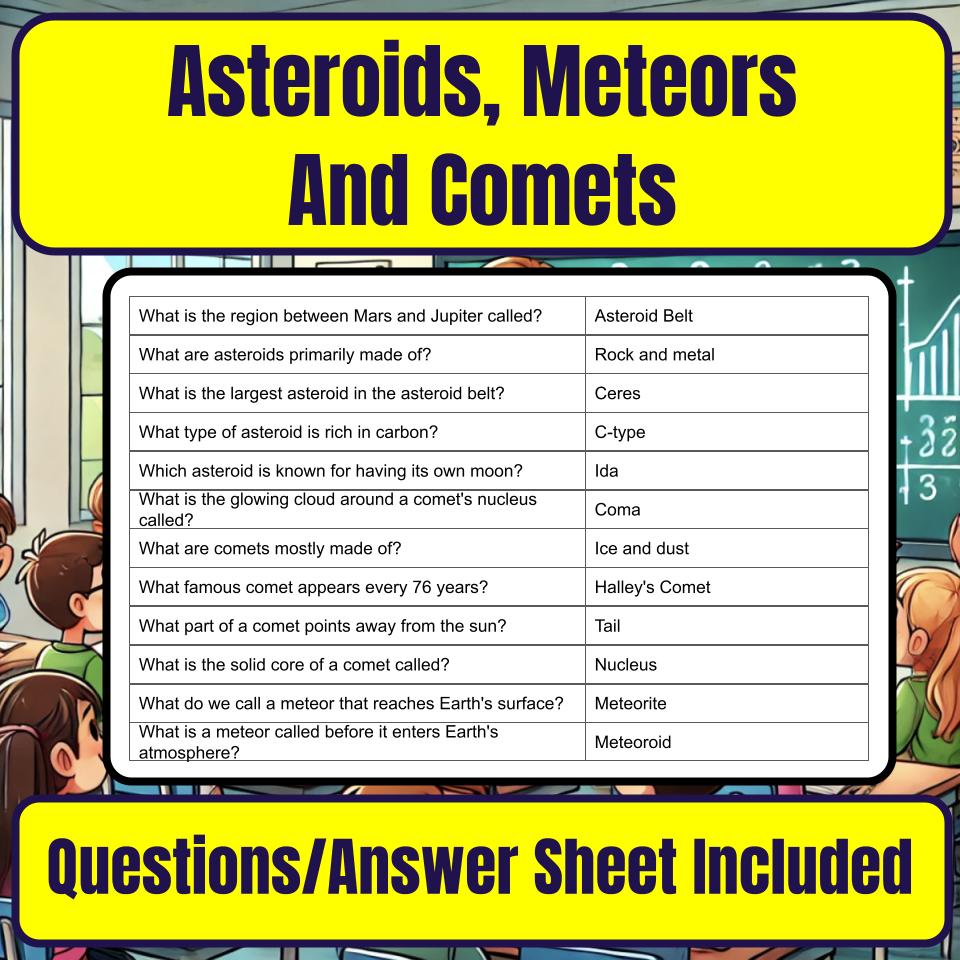Asteroids, Meteors And Comets Jeopardy Science Review I0064