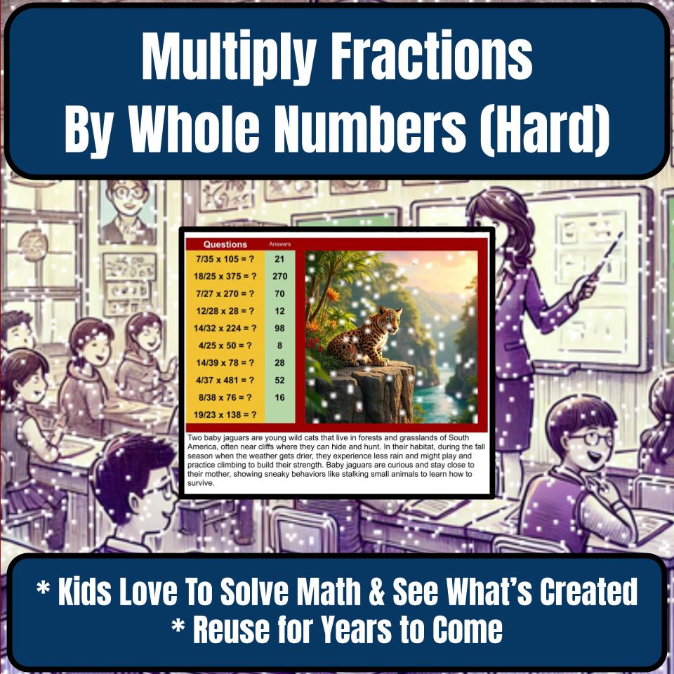 Multiply Fractions By Whole Numbers (Hard) Mystery Picture P0064